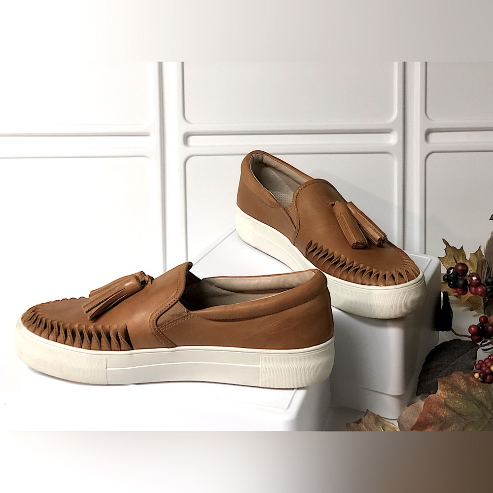 Brown Leather Slip-On Loafers